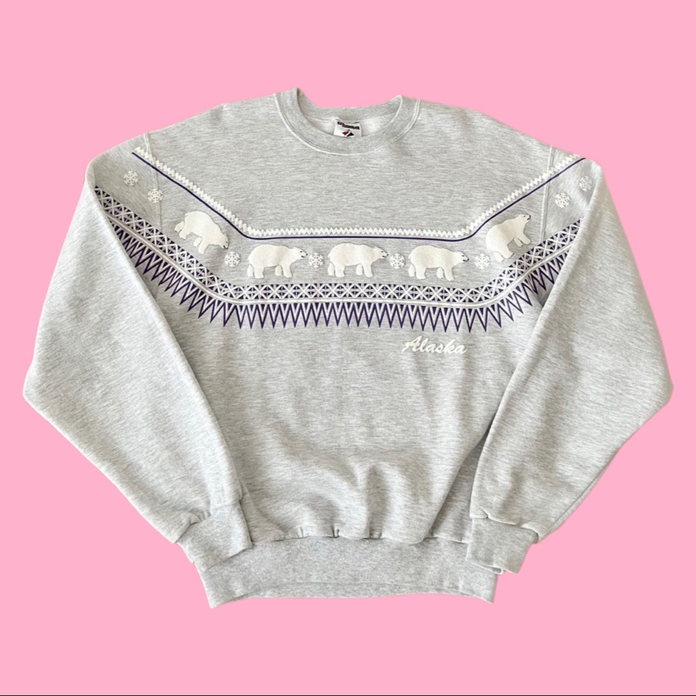Vintage Alaska Puffy Polar Bear Sweatshirt